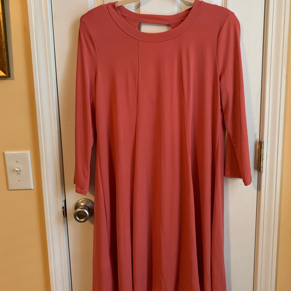 Terra cotta scoop back dress.